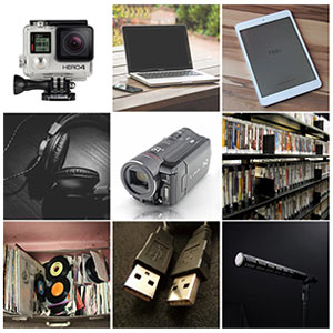 collage of media equipment