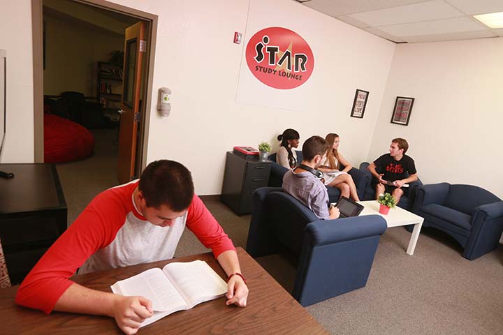 Students studying in a STAR study lounge