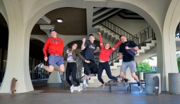 jumping students